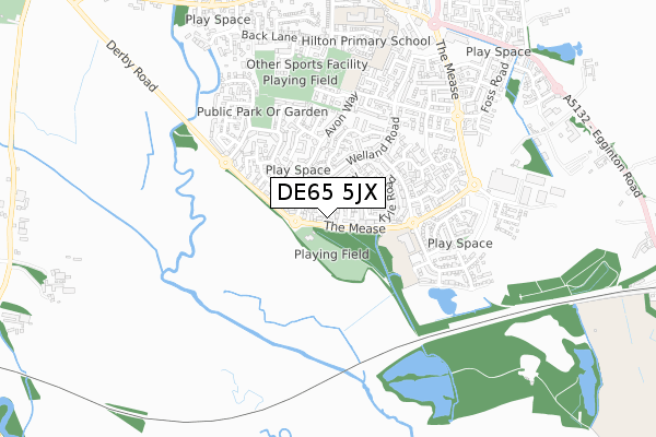 DE65 5JX map - small scale - OS Open Zoomstack (Ordnance Survey)