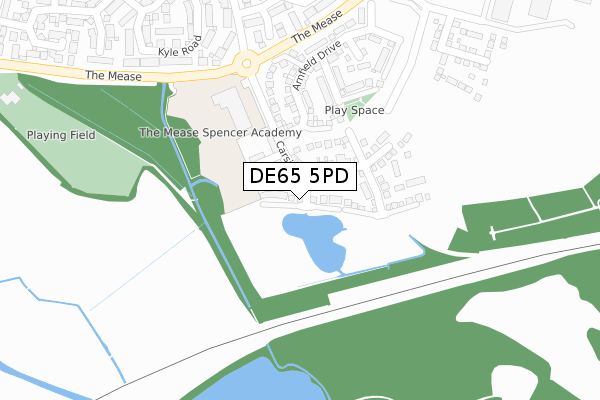 DE65 5PD map - large scale - OS Open Zoomstack (Ordnance Survey)