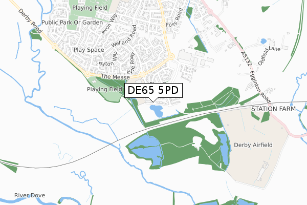 DE65 5PD map - small scale - OS Open Zoomstack (Ordnance Survey)