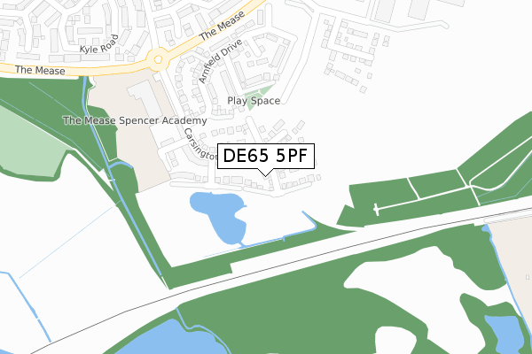 DE65 5PF map - large scale - OS Open Zoomstack (Ordnance Survey)