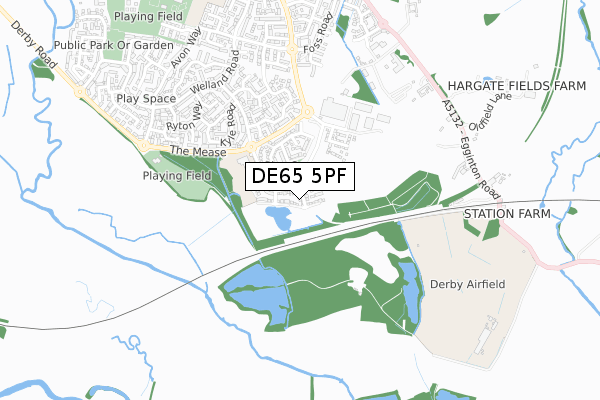 DE65 5PF map - small scale - OS Open Zoomstack (Ordnance Survey)