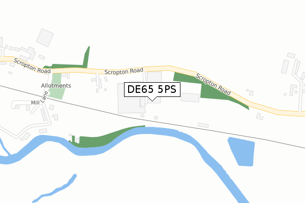 DE65 5PS map - large scale - OS Open Zoomstack (Ordnance Survey)