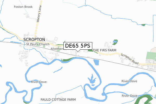 DE65 5PS map - small scale - OS Open Zoomstack (Ordnance Survey)