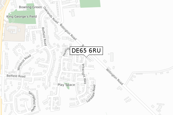 DE65 6RU map - large scale - OS Open Zoomstack (Ordnance Survey)