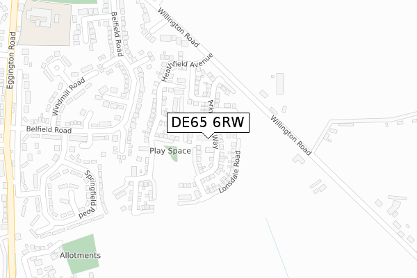 DE65 6RW map - large scale - OS Open Zoomstack (Ordnance Survey)