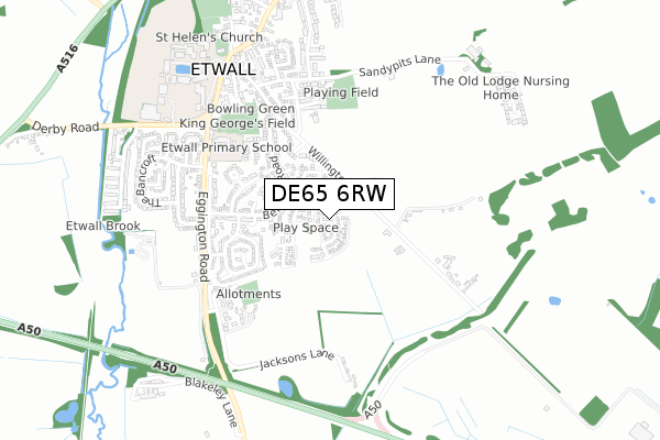 DE65 6RW map - small scale - OS Open Zoomstack (Ordnance Survey)