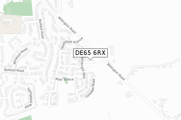 DE65 6RX map - large scale - OS Open Zoomstack (Ordnance Survey)