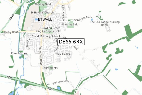 DE65 6RX map - small scale - OS Open Zoomstack (Ordnance Survey)