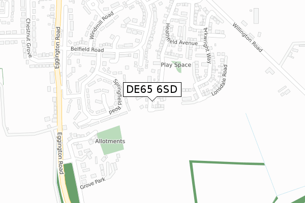 DE65 6SD map - large scale - OS Open Zoomstack (Ordnance Survey)