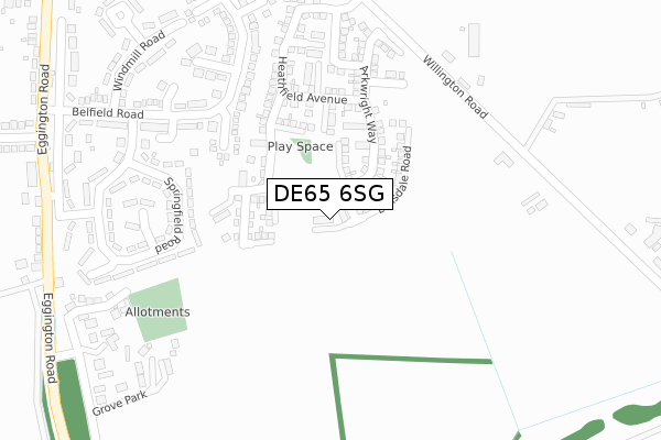 DE65 6SG map - large scale - OS Open Zoomstack (Ordnance Survey)