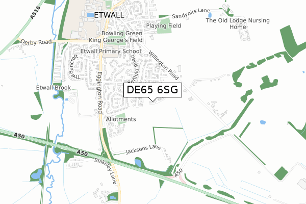 DE65 6SG map - small scale - OS Open Zoomstack (Ordnance Survey)