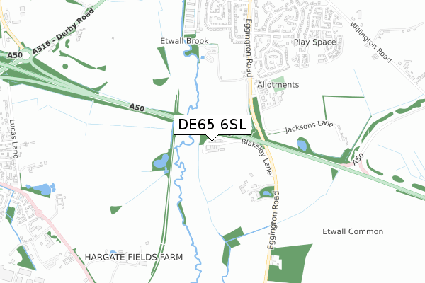 DE65 6SL map - small scale - OS Open Zoomstack (Ordnance Survey)