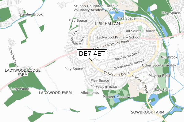 DE7 4ET map - small scale - OS Open Zoomstack (Ordnance Survey)