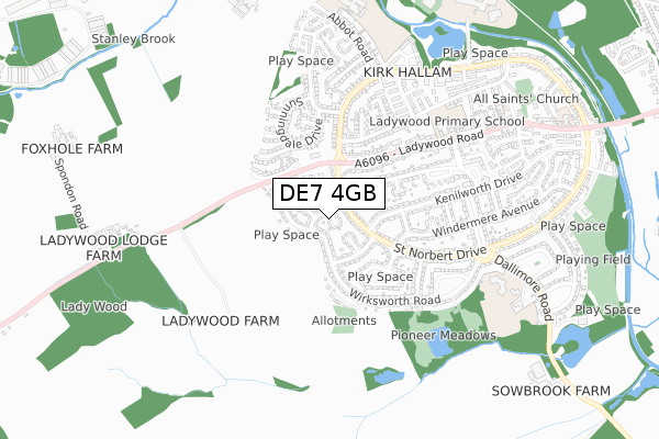 DE7 4GB map - small scale - OS Open Zoomstack (Ordnance Survey)