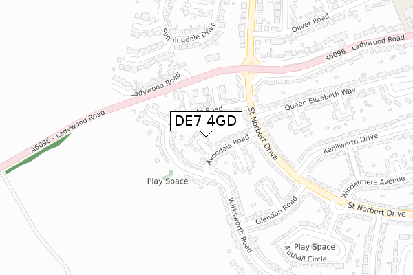 DE7 4GD map - large scale - OS Open Zoomstack (Ordnance Survey)