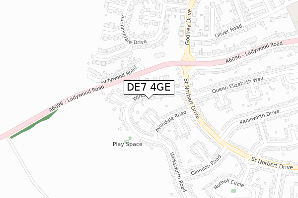 DE7 4GE map - large scale - OS Open Zoomstack (Ordnance Survey)