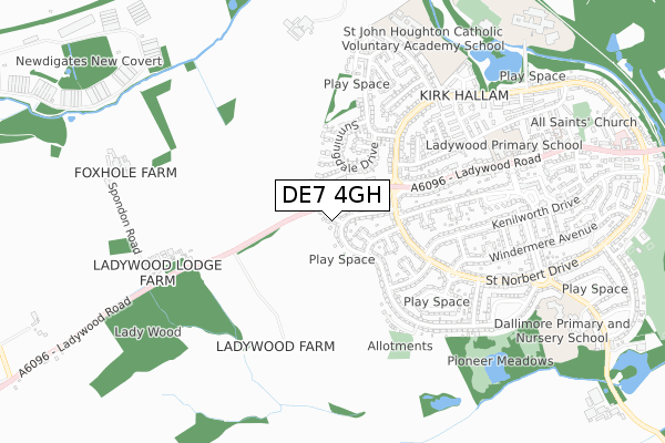 DE7 4GH map - small scale - OS Open Zoomstack (Ordnance Survey)