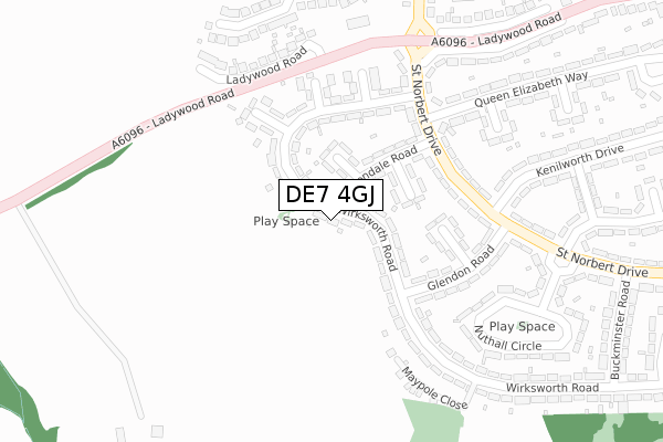 DE7 4GJ map - large scale - OS Open Zoomstack (Ordnance Survey)