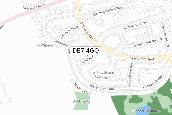 DE7 4GQ map - large scale - OS Open Zoomstack (Ordnance Survey)