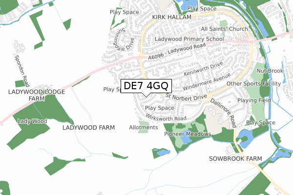 DE7 4GQ map - small scale - OS Open Zoomstack (Ordnance Survey)