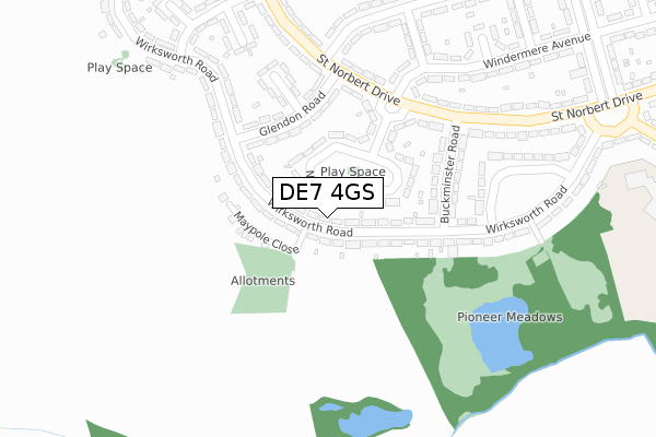 DE7 4GS map - large scale - OS Open Zoomstack (Ordnance Survey)