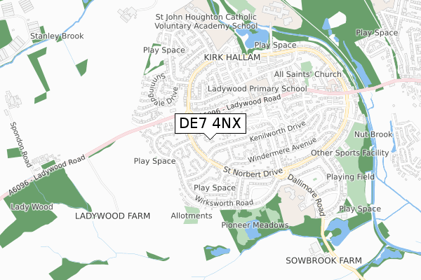 DE7 4NX map - small scale - OS Open Zoomstack (Ordnance Survey)