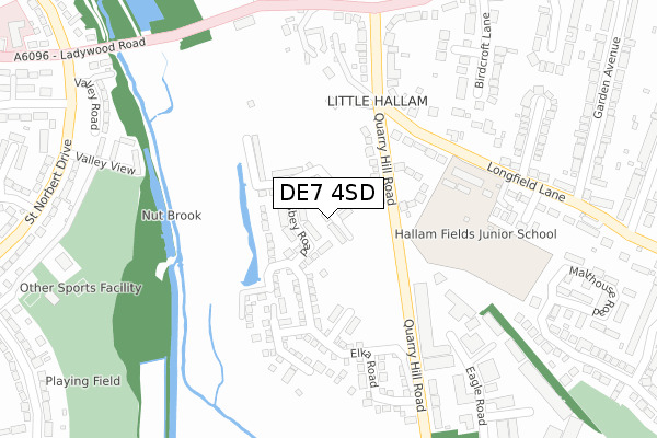 DE7 4SD map - large scale - OS Open Zoomstack (Ordnance Survey)