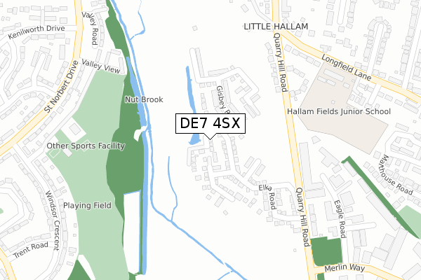 DE7 4SX map - large scale - OS Open Zoomstack (Ordnance Survey)