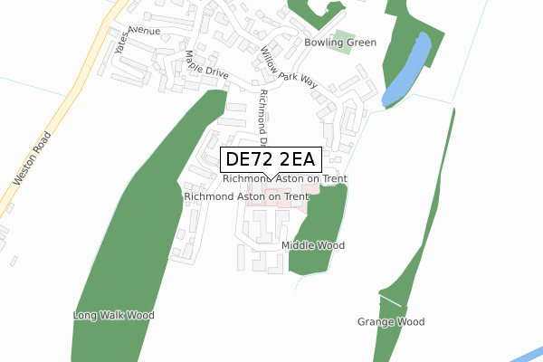 DE72 2EA map - large scale - OS Open Zoomstack (Ordnance Survey)