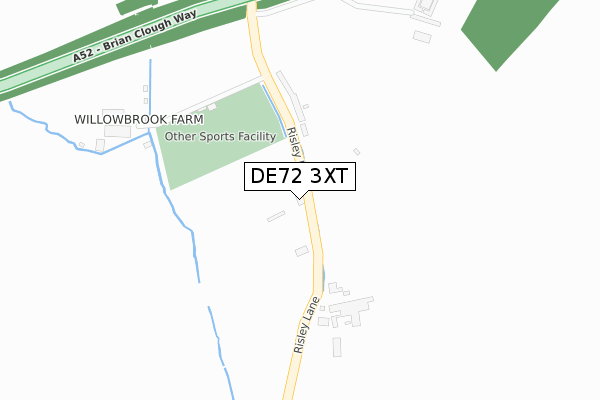 DE72 3XT map - large scale - OS Open Zoomstack (Ordnance Survey)