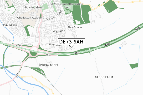 DE73 6AH map - small scale - OS Open Zoomstack (Ordnance Survey)