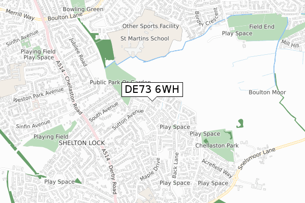 DE73 6WH map - small scale - OS Open Zoomstack (Ordnance Survey)