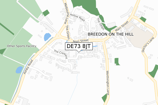 DE73 8JT map - large scale - OS Open Zoomstack (Ordnance Survey)