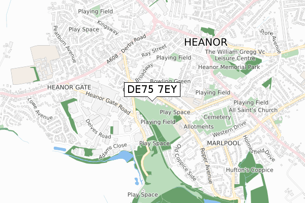 DE75 7EY map - small scale - OS Open Zoomstack (Ordnance Survey)