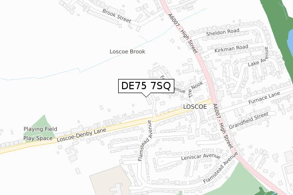 DE75 7SQ map - large scale - OS Open Zoomstack (Ordnance Survey)