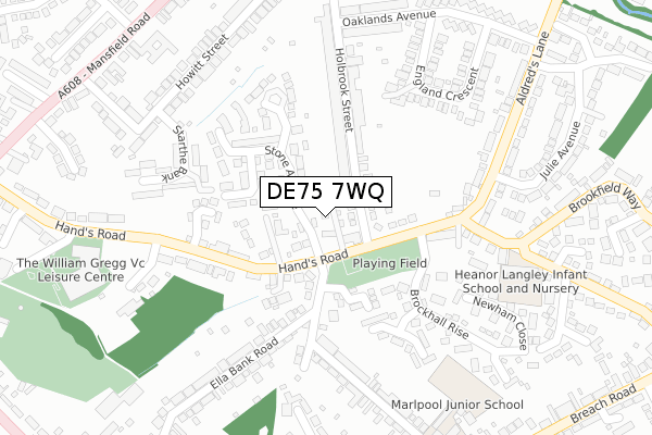 DE75 7WQ map - large scale - OS Open Zoomstack (Ordnance Survey)