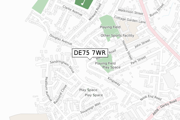 DE75 7WR map - large scale - OS Open Zoomstack (Ordnance Survey)