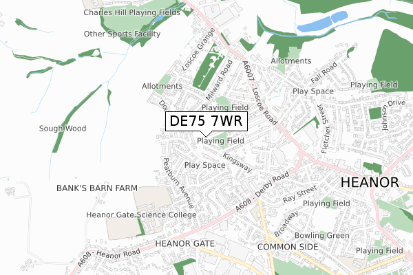 DE75 7WR map - small scale - OS Open Zoomstack (Ordnance Survey)