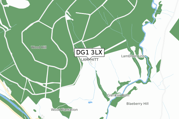 DG1 3LX map - small scale - OS Open Zoomstack (Ordnance Survey)