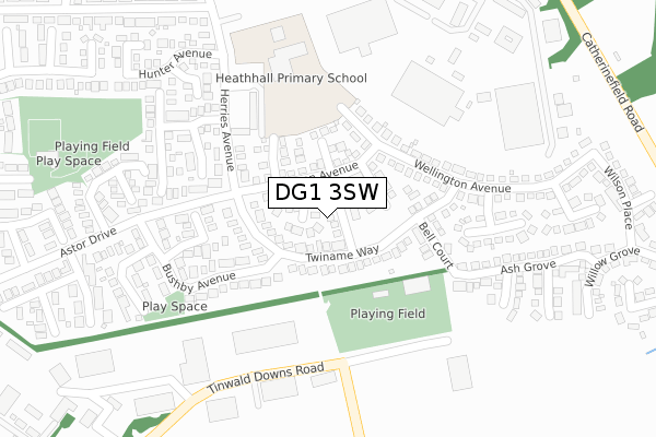 DG1 3SW map - large scale - OS Open Zoomstack (Ordnance Survey)