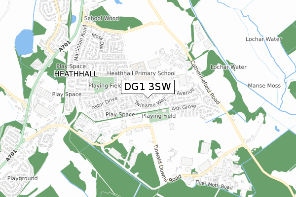 DG1 3SW map - small scale - OS Open Zoomstack (Ordnance Survey)