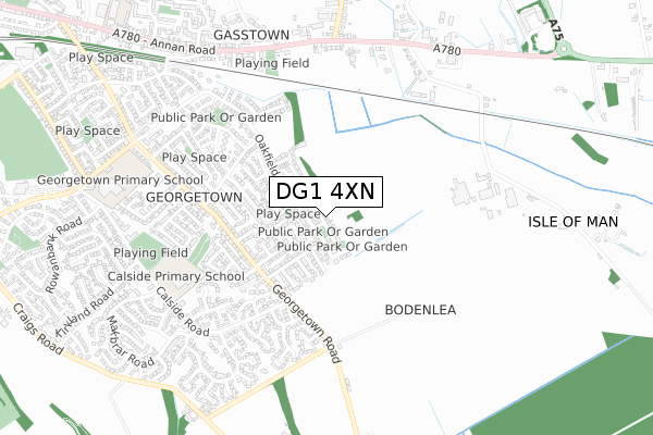 DG1 4XN map - small scale - OS Open Zoomstack (Ordnance Survey)