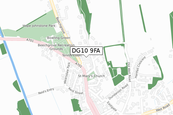 DG10 9FA map - large scale - OS Open Zoomstack (Ordnance Survey)