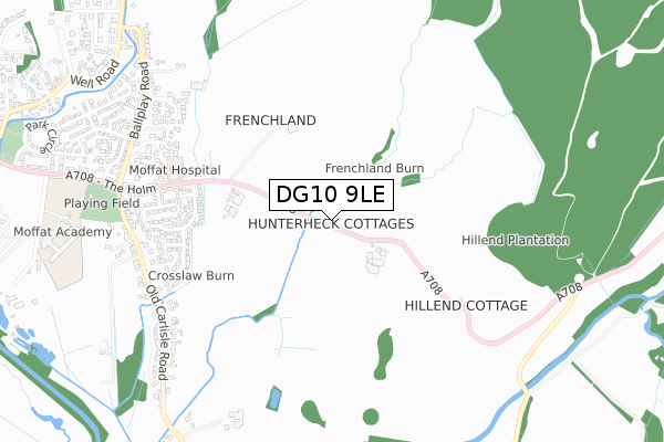 DG10 9LE map - small scale - OS Open Zoomstack (Ordnance Survey)