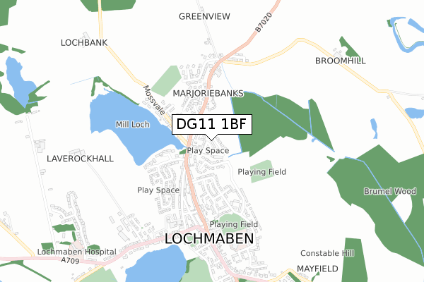 DG11 1BF map - small scale - OS Open Zoomstack (Ordnance Survey)