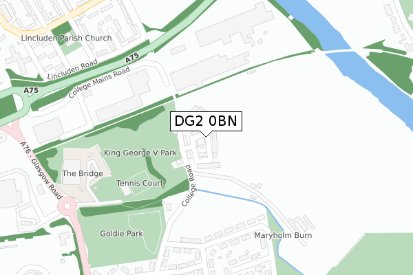 DG2 0BN map - large scale - OS Open Zoomstack (Ordnance Survey)