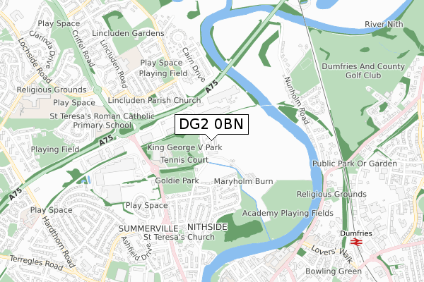 DG2 0BN map - small scale - OS Open Zoomstack (Ordnance Survey)