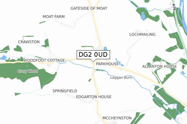 DG2 0UD map - small scale - OS Open Zoomstack (Ordnance Survey)