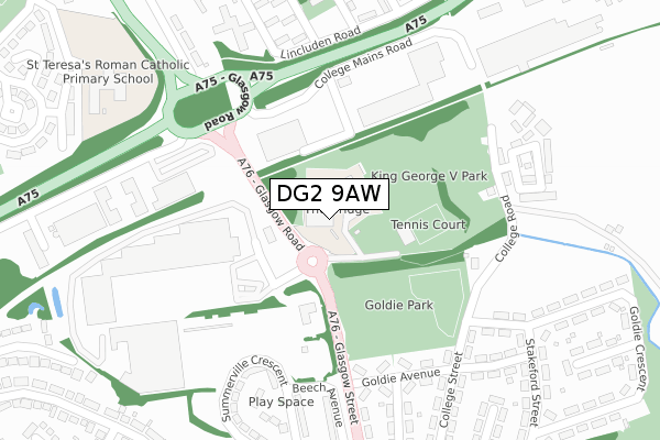 DG2 9AW map - large scale - OS Open Zoomstack (Ordnance Survey)