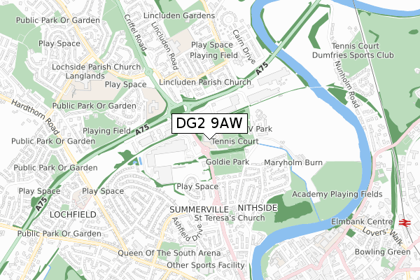 DG2 9AW map - small scale - OS Open Zoomstack (Ordnance Survey)